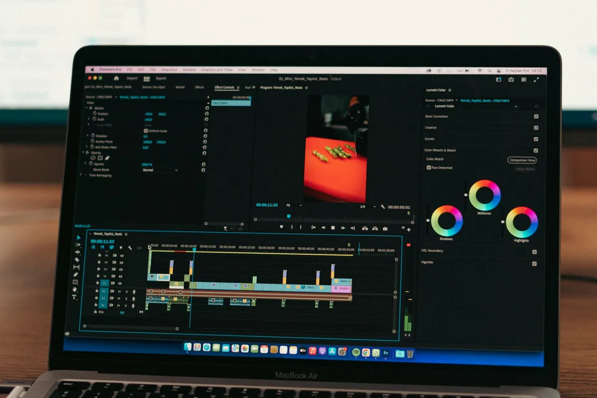 photo editing software interface on laptop