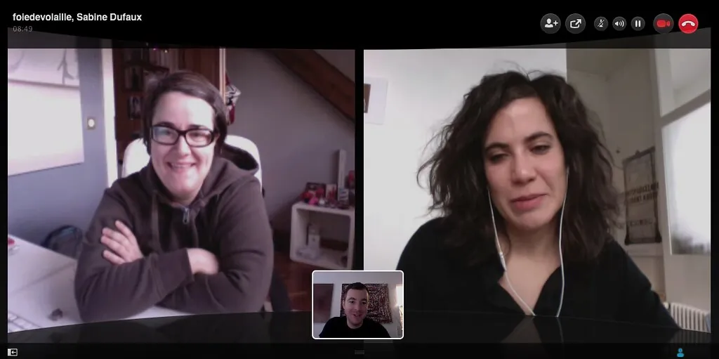 video conference call on laptop