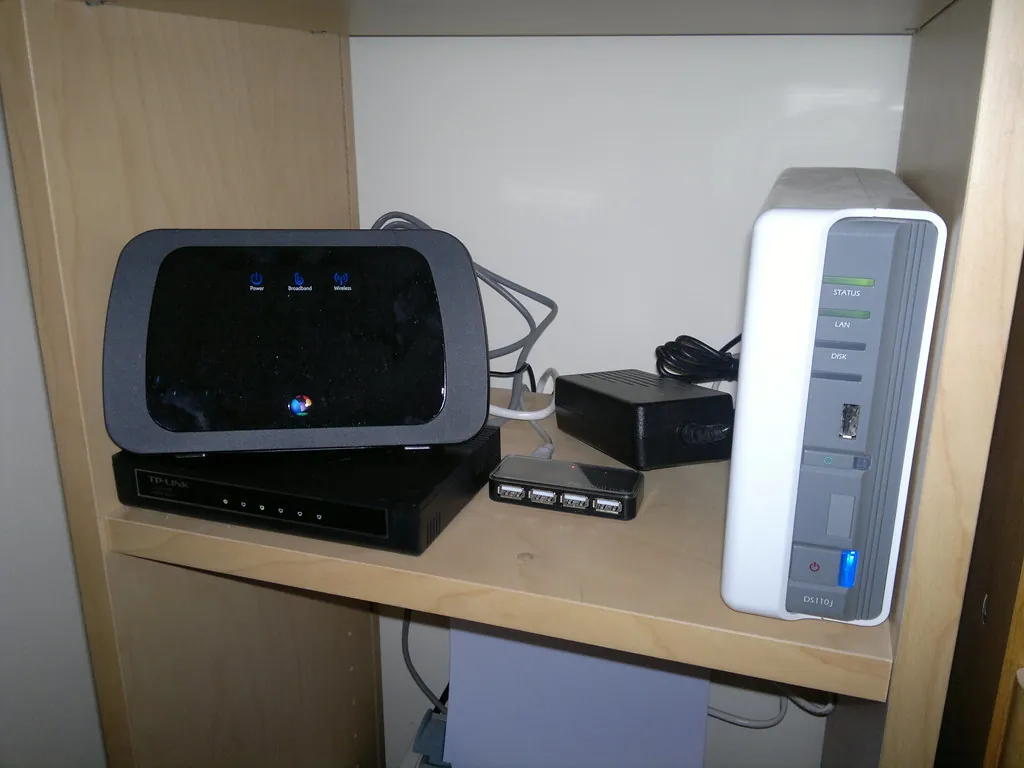 home Wi-Fi router on shelf